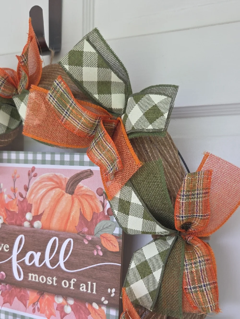 I love Fall Pumpkin Deco Mesh Wreath Plaid Bows Fall Decor Home Decor Door Decor